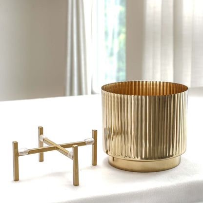 Metal Fluted Planter, Set (Planter Only)