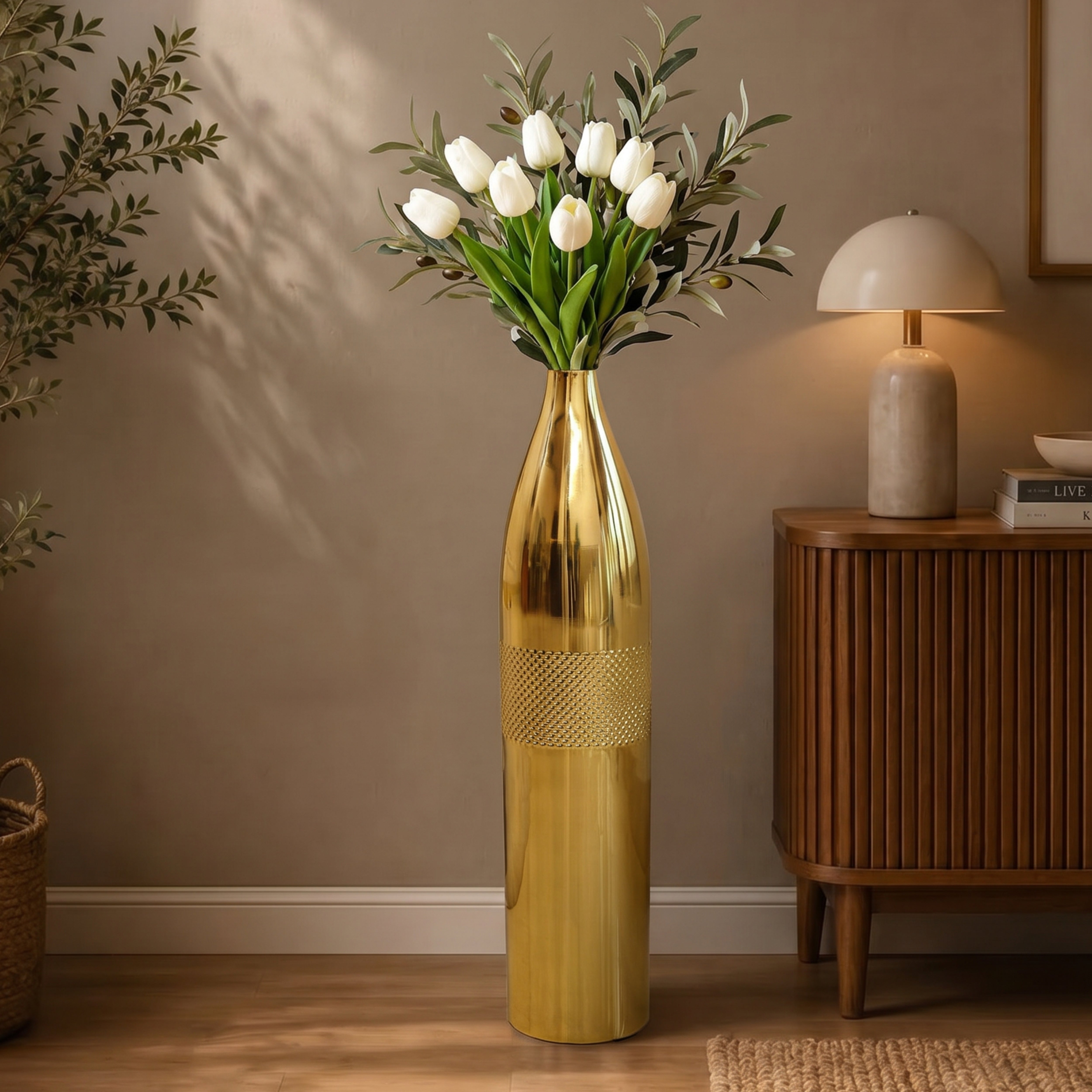 Gold Mesh Floor Vase