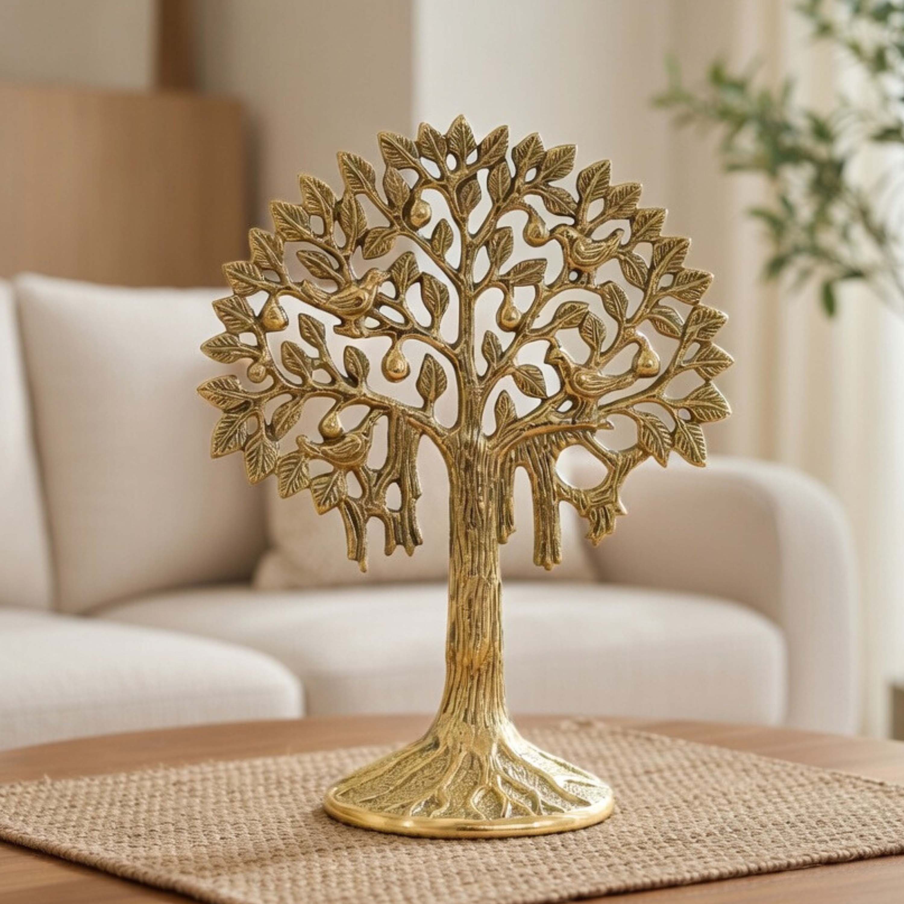 Pure Brass Kalpvriksh with Birds (7 inch)