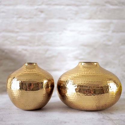 Metal Hammered Flower Vase Set of 2