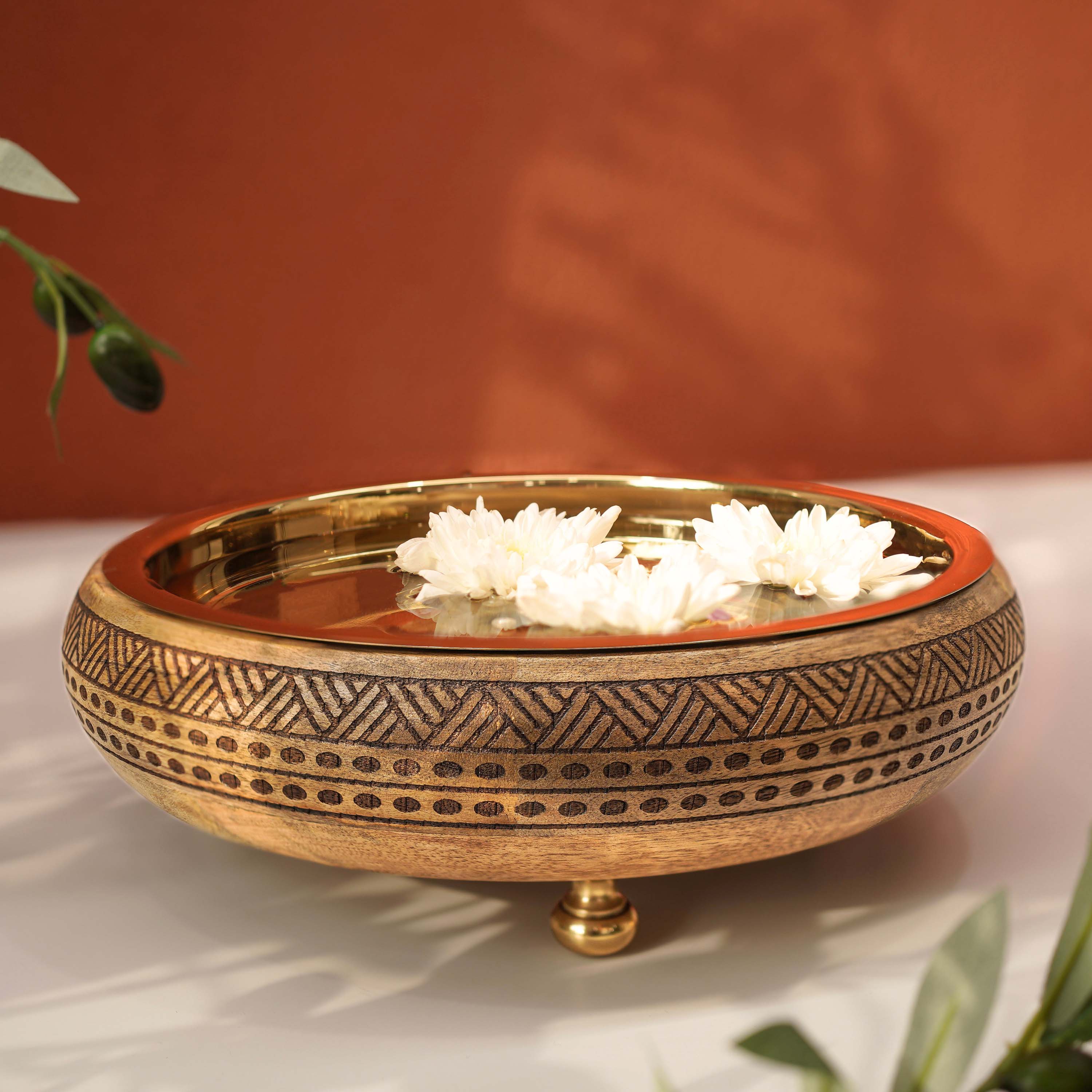 Heritage Charm Urli, Wood & SS