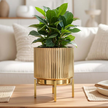 Fluted Metal Planter, Small (Planter Only)