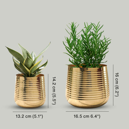 Ribbed Metal Planter Set (Pot Only)
