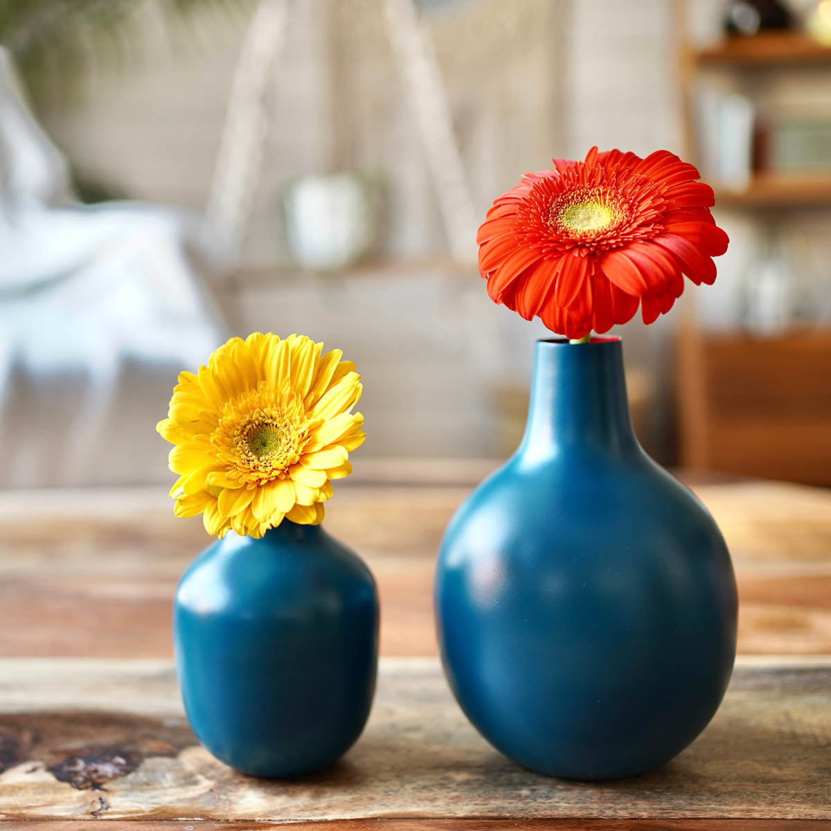 Flower vase with flowers - set of 2