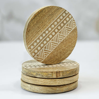 Tribal Touch Handcrafted Coaster,White, Set of 4