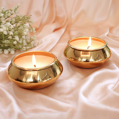 Metal Pebble Pot Scented Candle, Set
