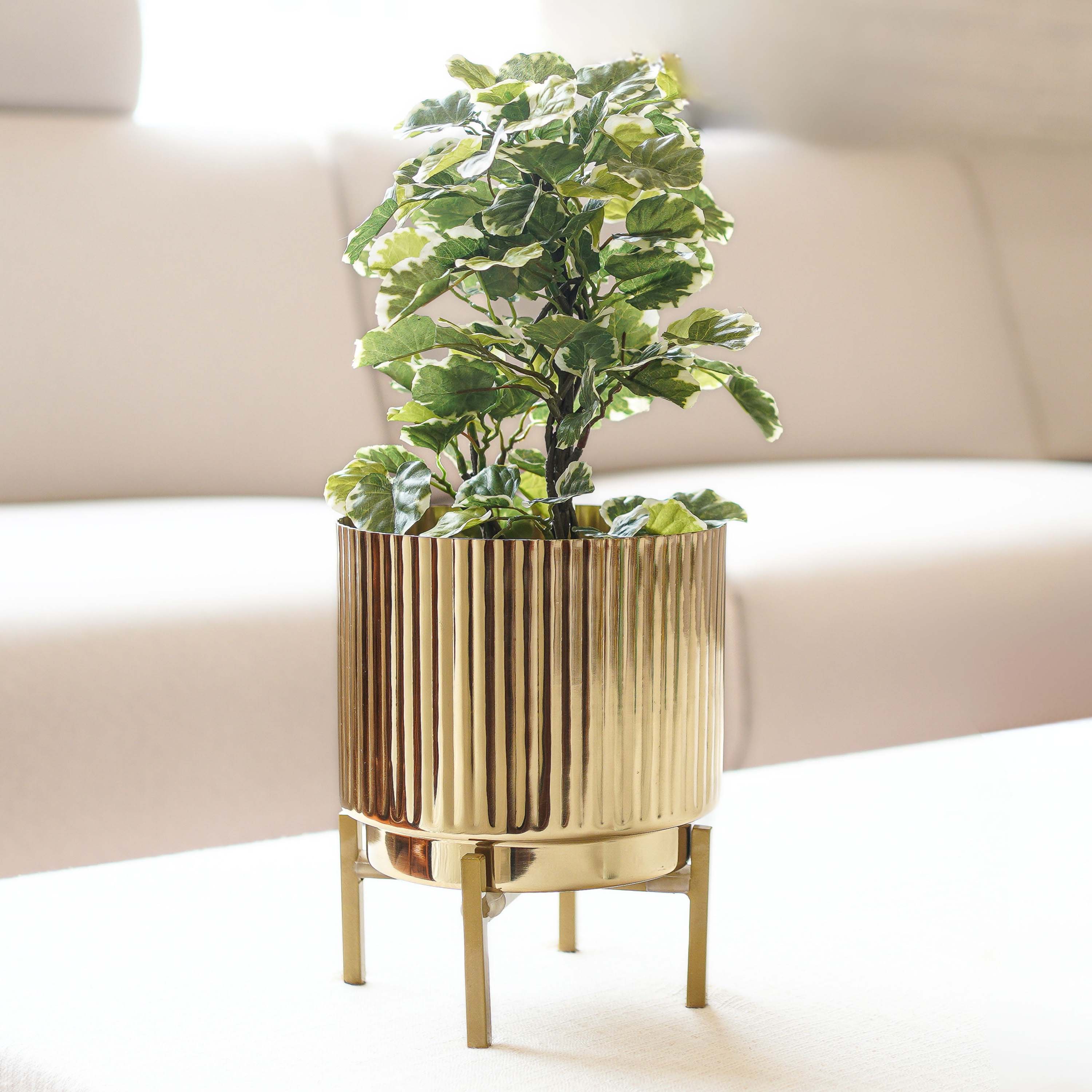 Fluted Metal Planter, Small (Planter Only)
