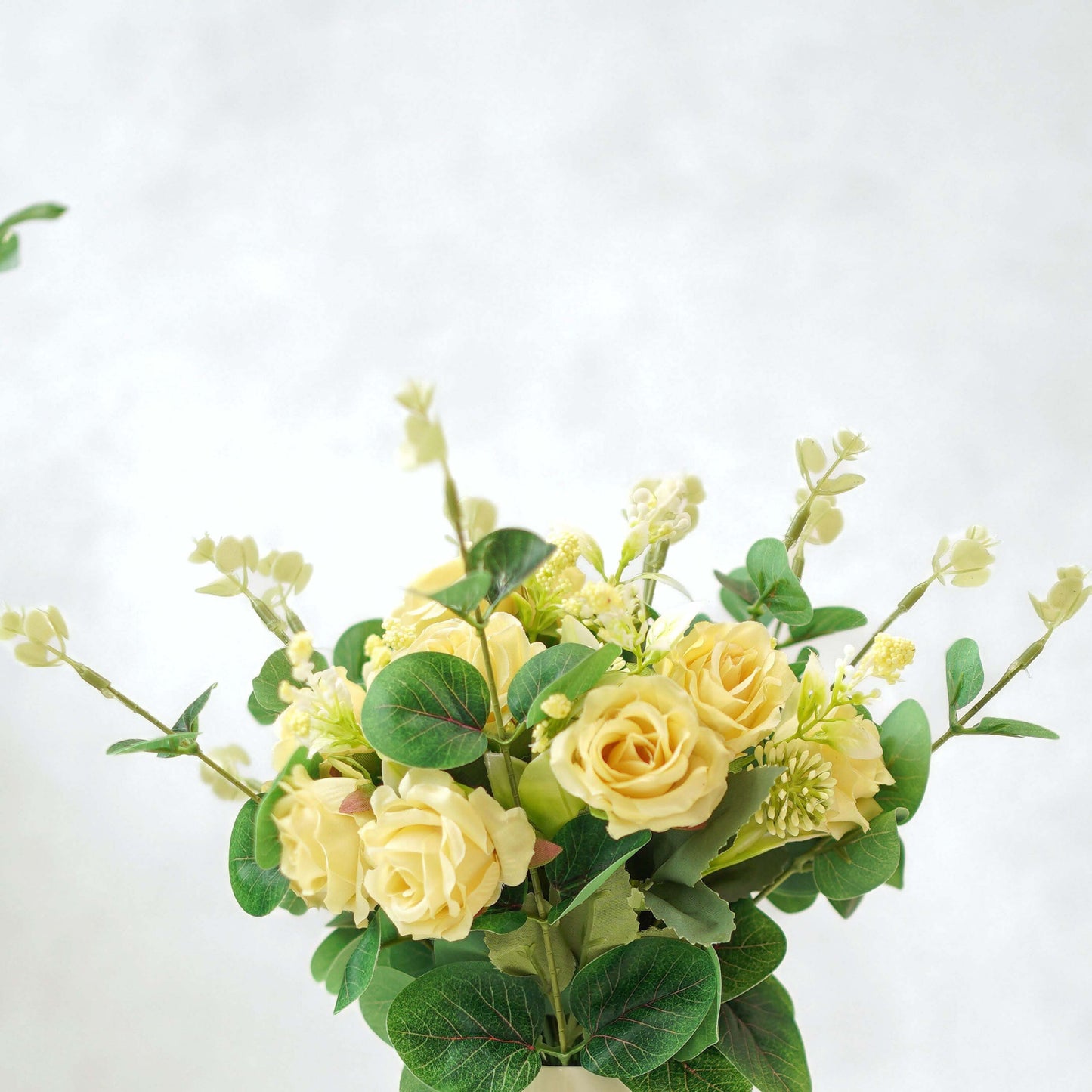 Combo of Metal Vase and Mild Yellow Rose