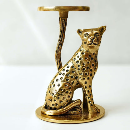 Golden Jaguar Candle Holder