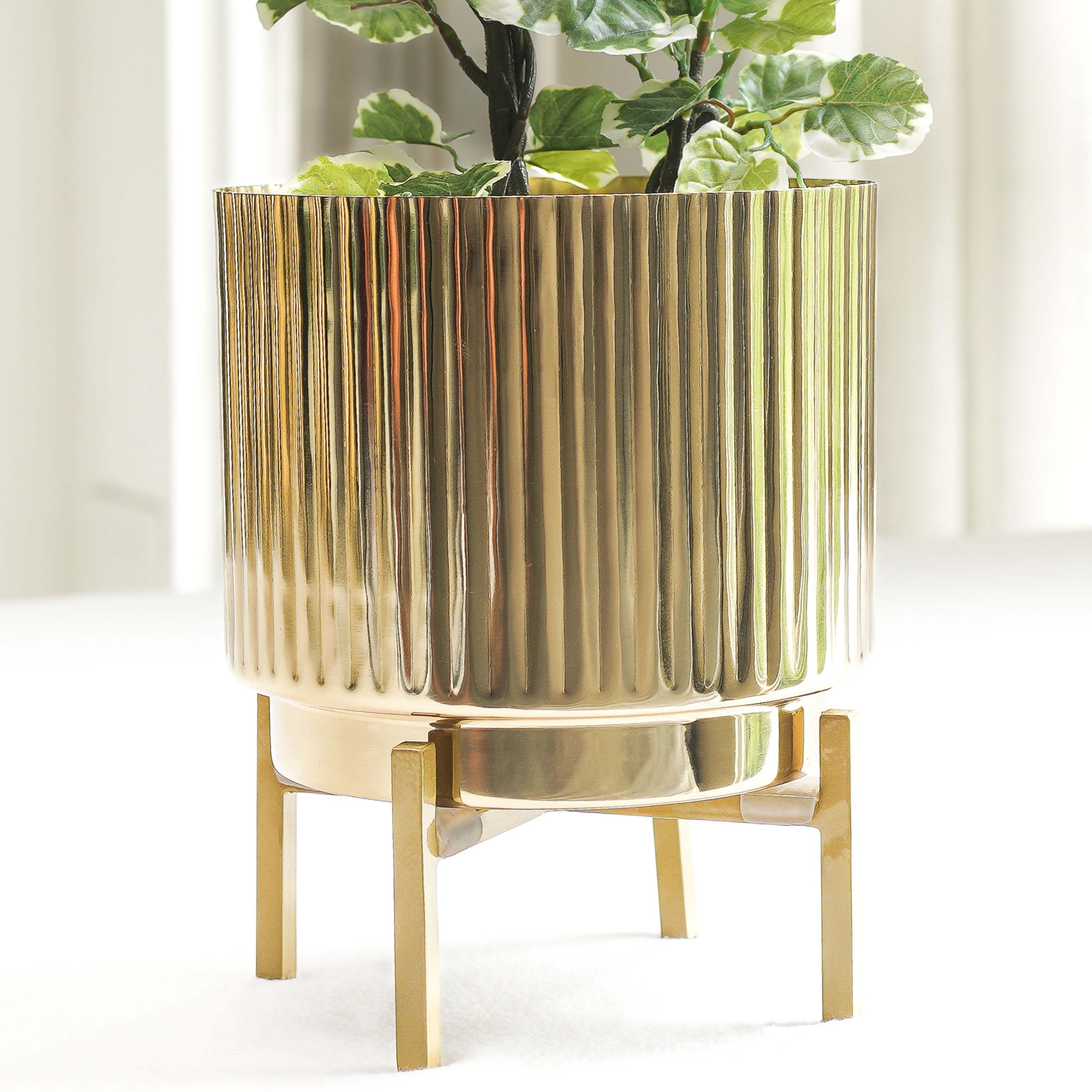 Fluted Metal Planter, Small (Planter Only)