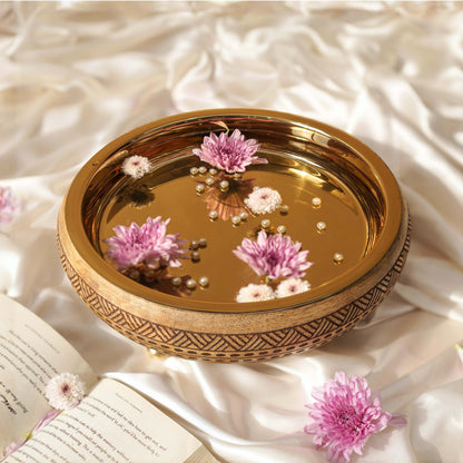 Heritage Charm Urli, Wood & SS