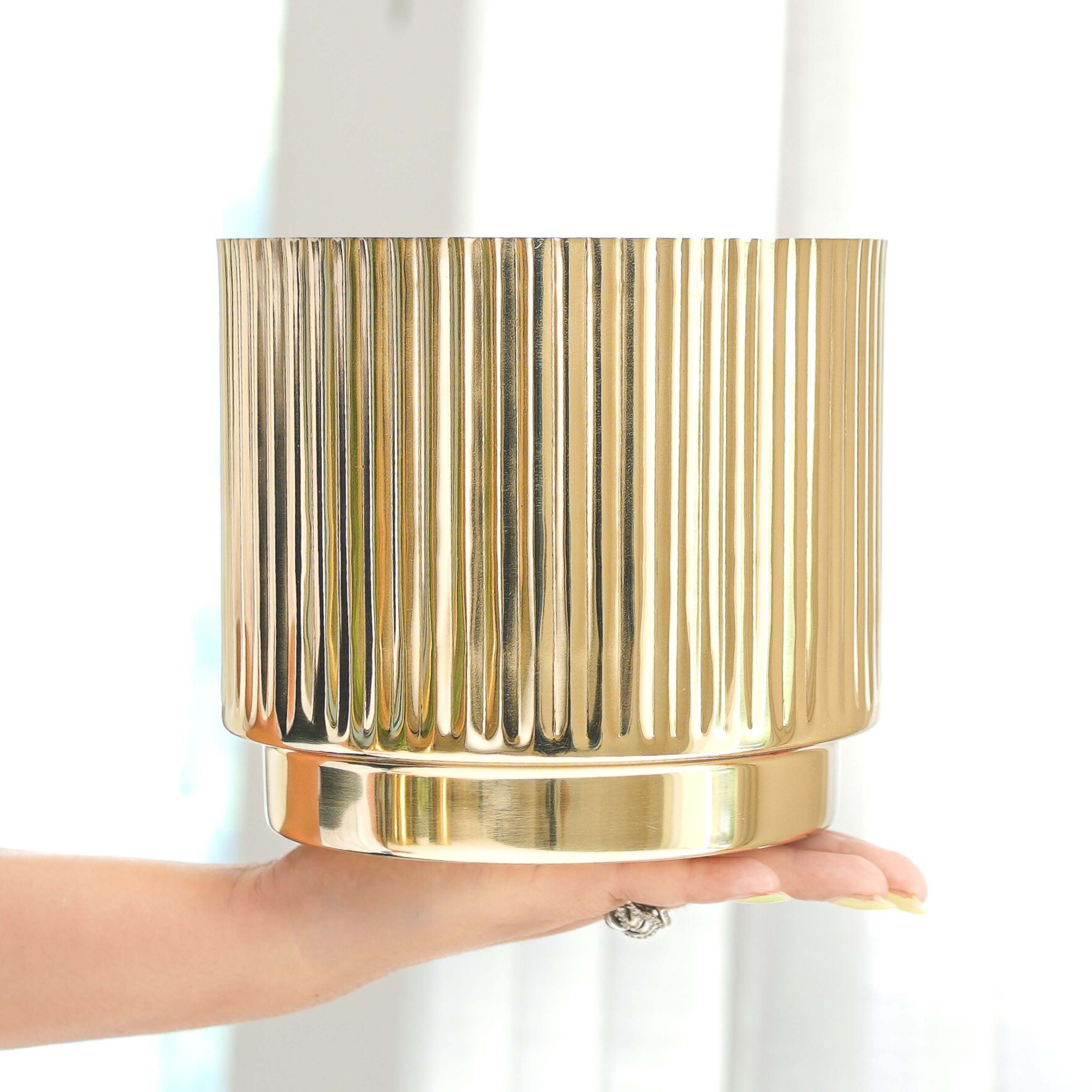 Fluted Metal Planter, Small (Planter Only)