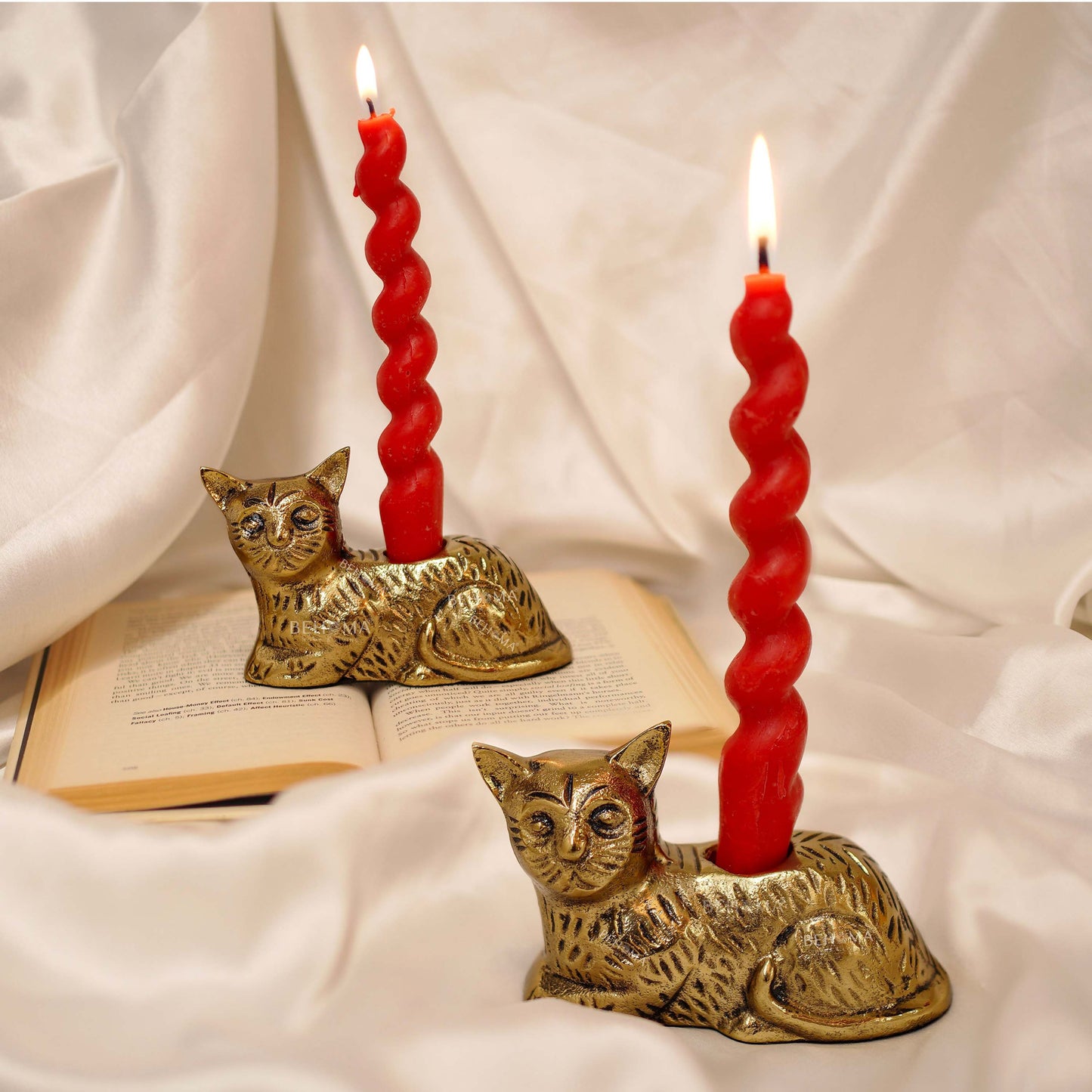 Golden Cat Candle Stand Set