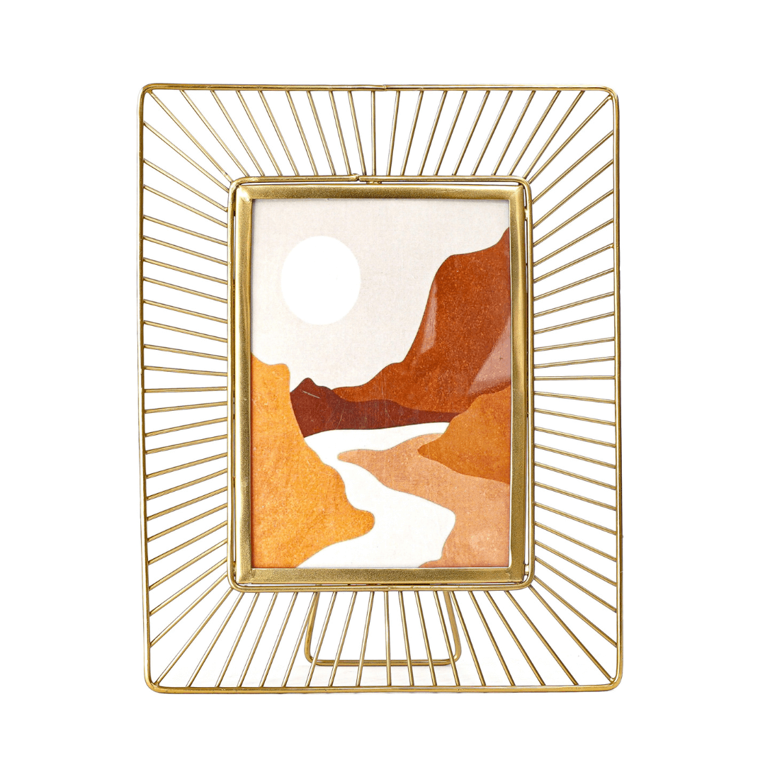 Rectangular Sun Rays Frame Golden Sun Ray Photo Frame - 5x7