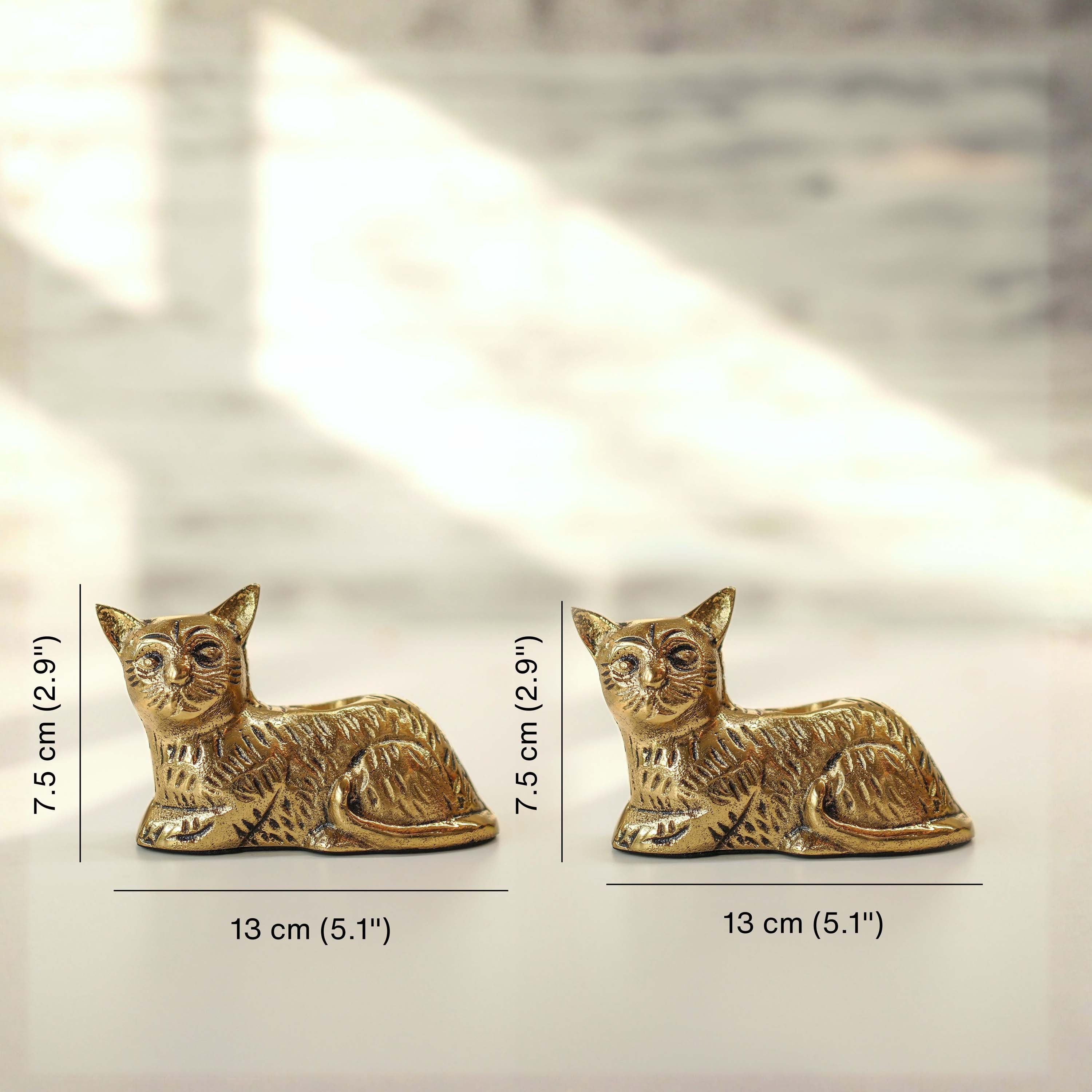 Golden Cat Candle Stand Set