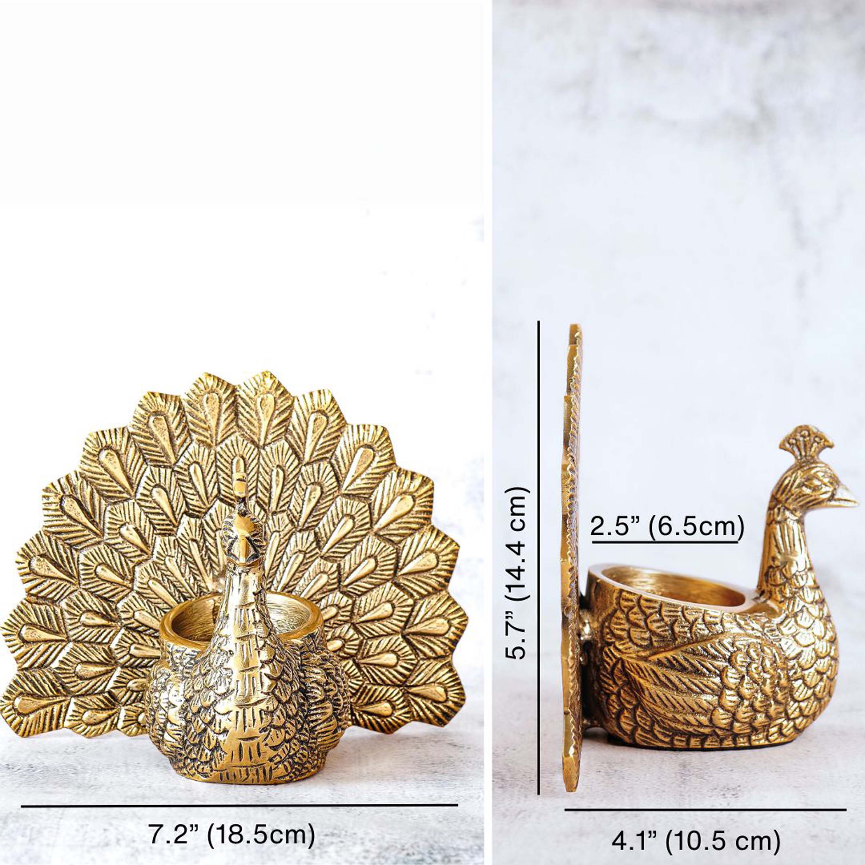 Metal Peacock Candle Holder Set
