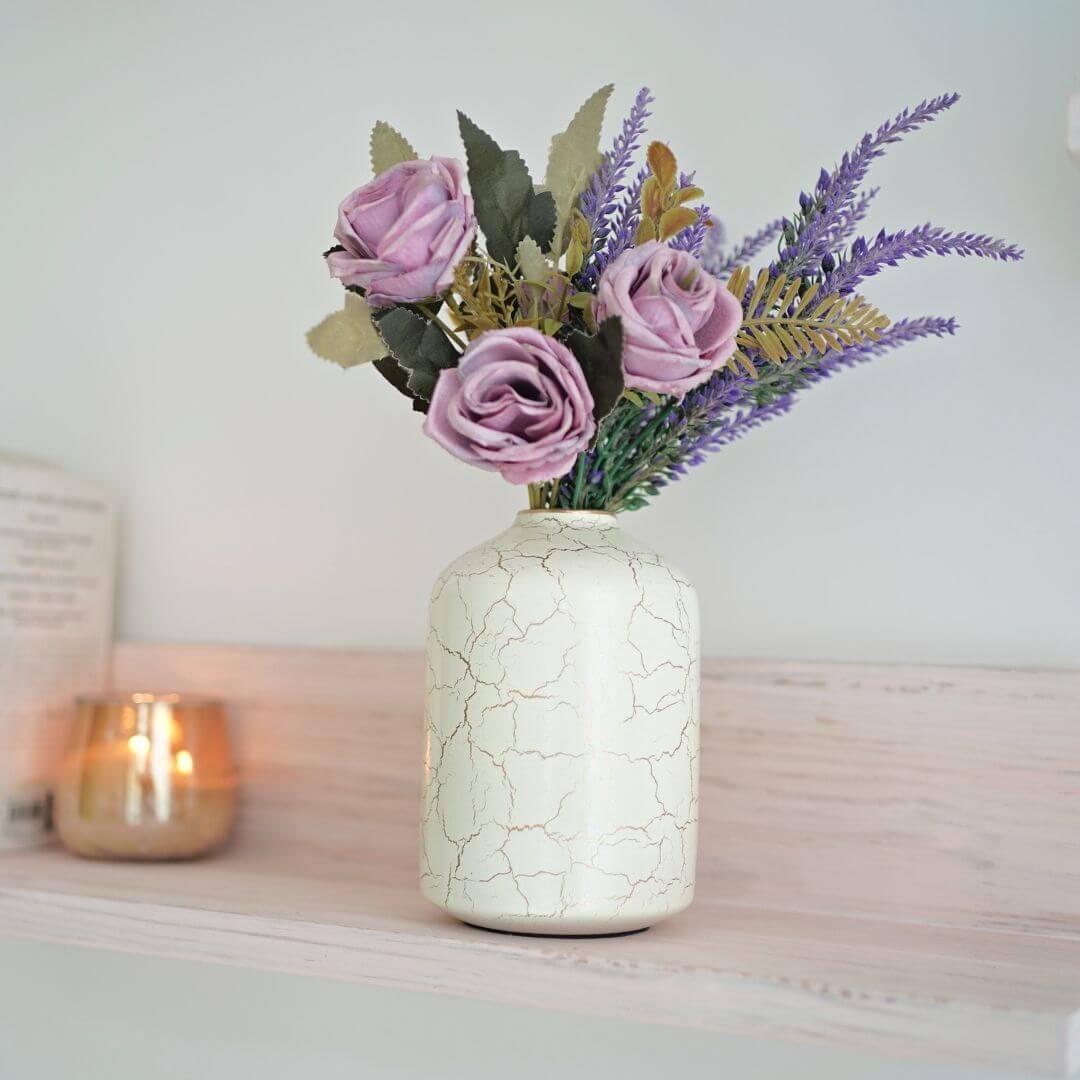 Crackled Flower vase, White 