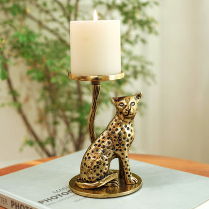 Golden Jaguar Candle Holder