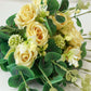 Combo of Metal Vase and Mild Yellow Rose