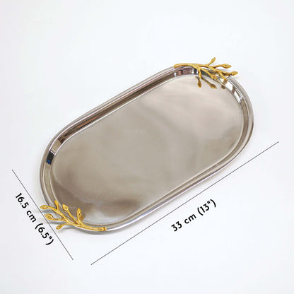 SS Tray with Brass Branch