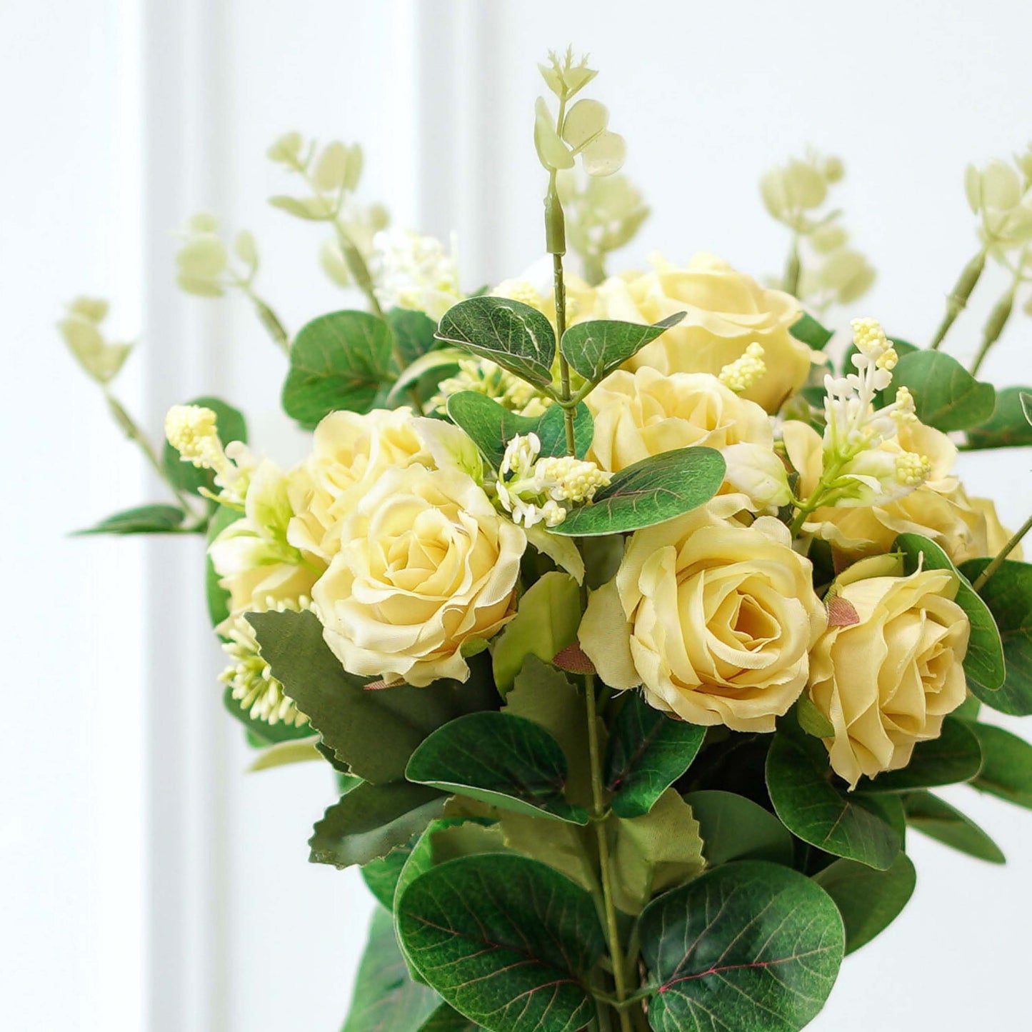 Combo of Metal Vase and Mild Yellow Rose