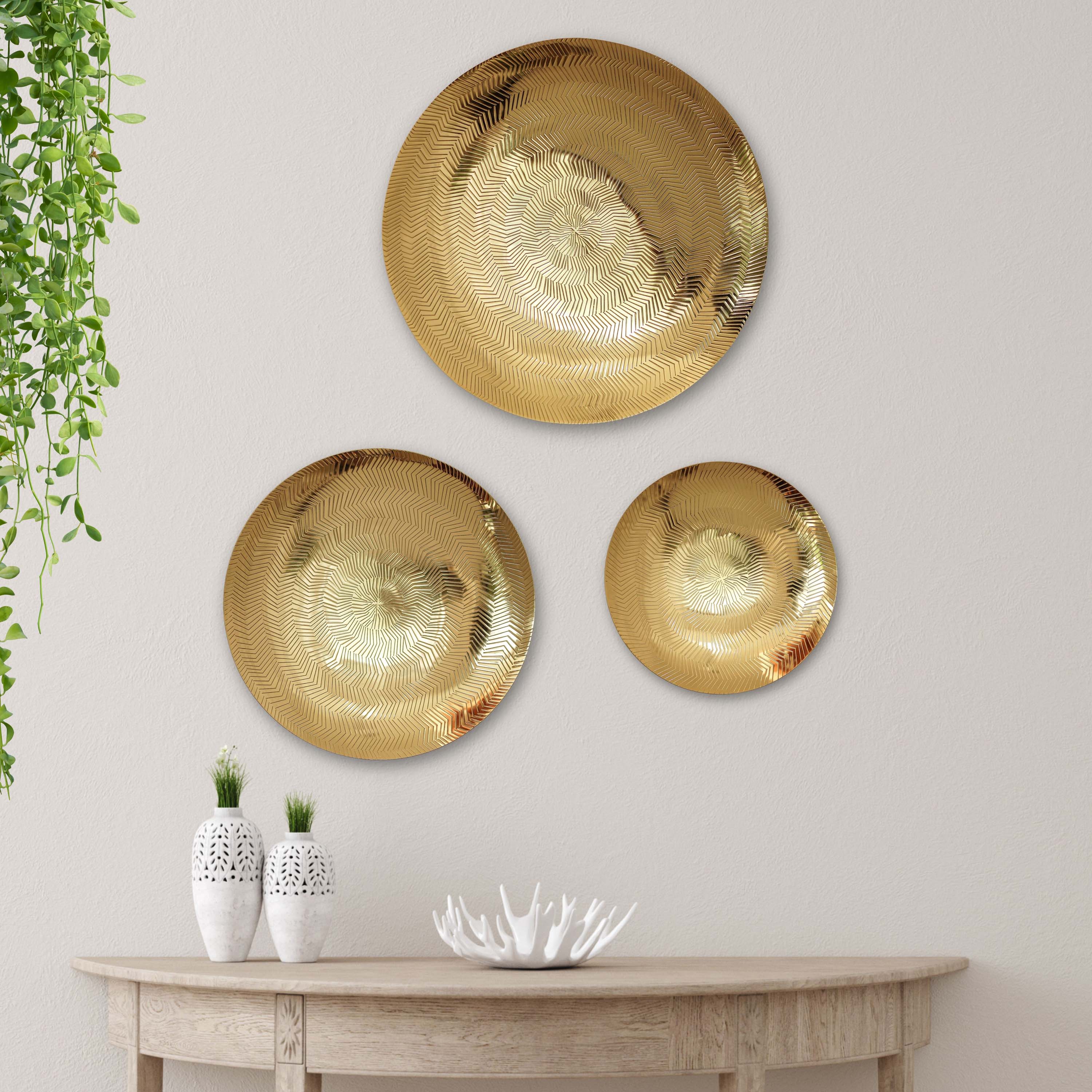 Golden Ripple Texture Wall Plates, Set – Behoma