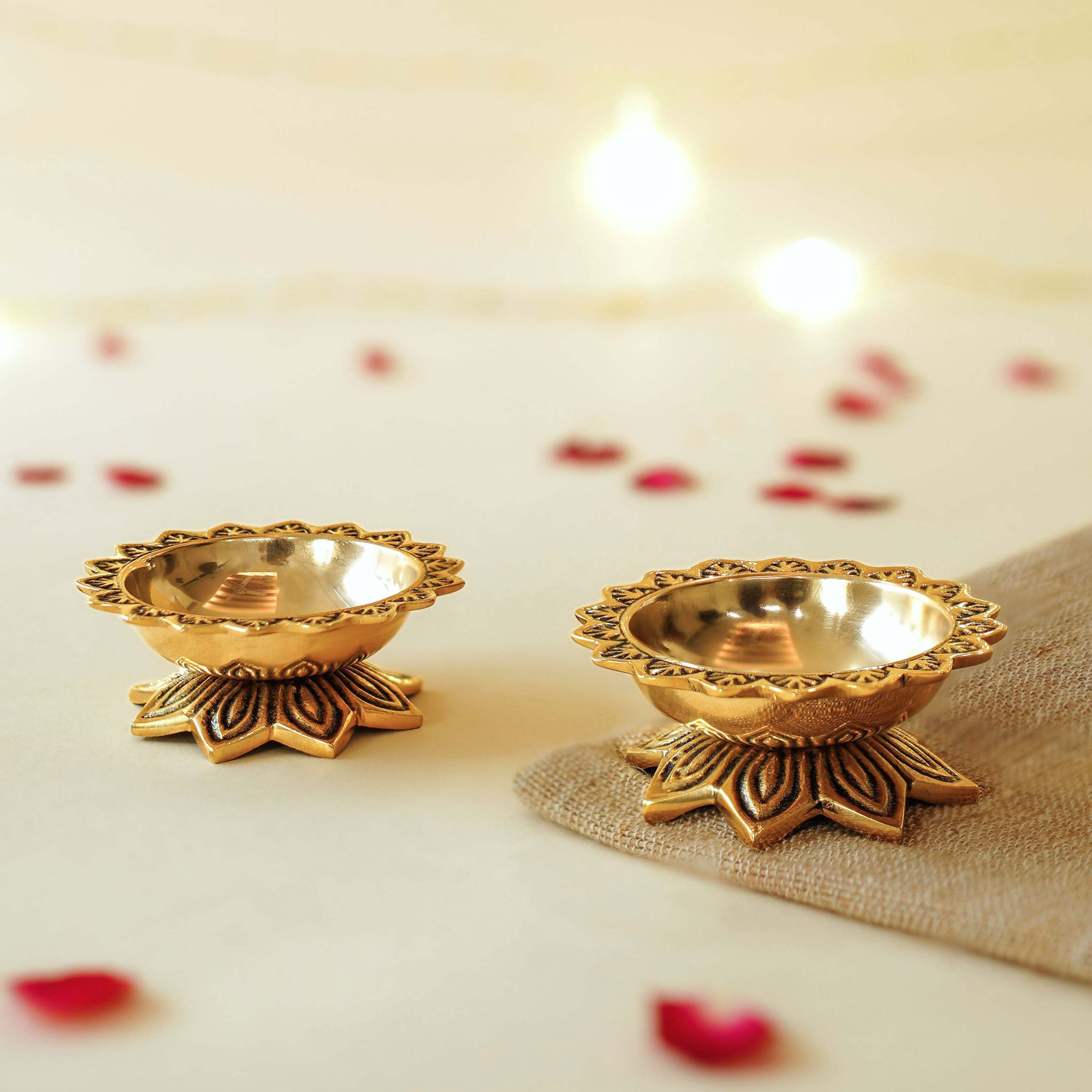 Brass Padma Diyas set