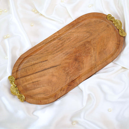 Wood & Brass Tray, Large