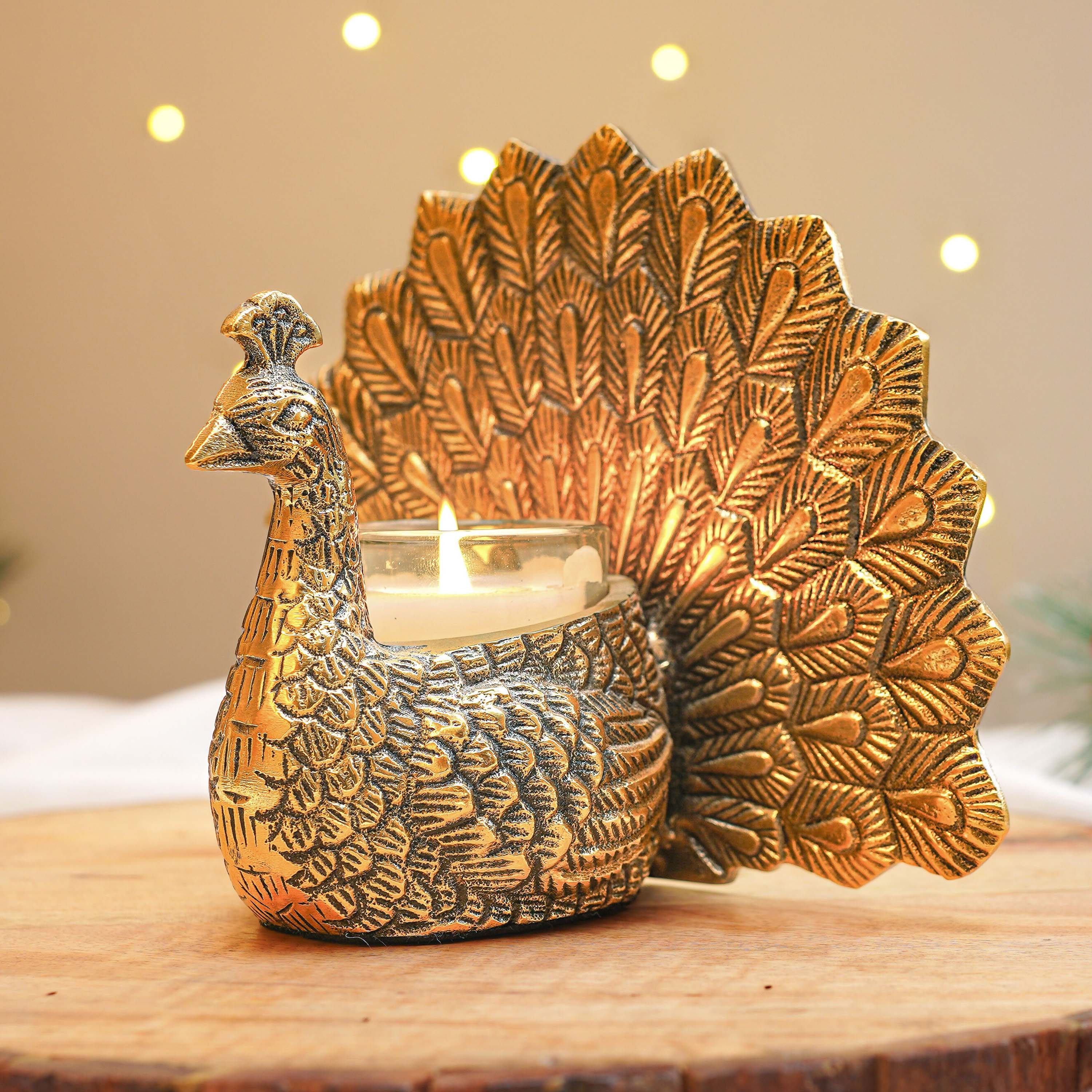Metal Peacock Candle Holder