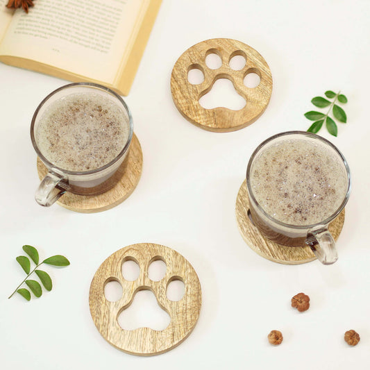 Woody Paw Print Coaster Set