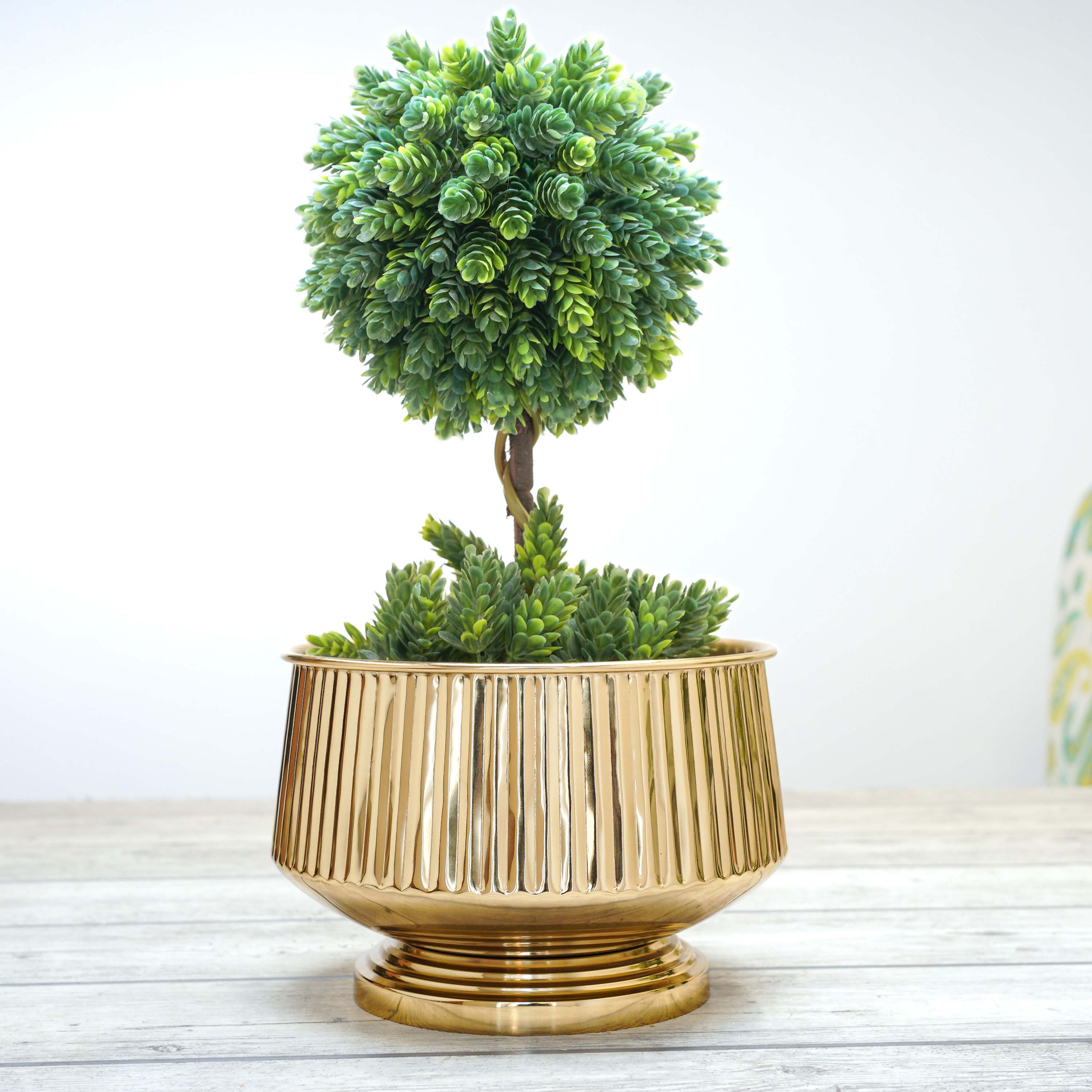 Pedestal Fluted Metal Planter (Pot Only)