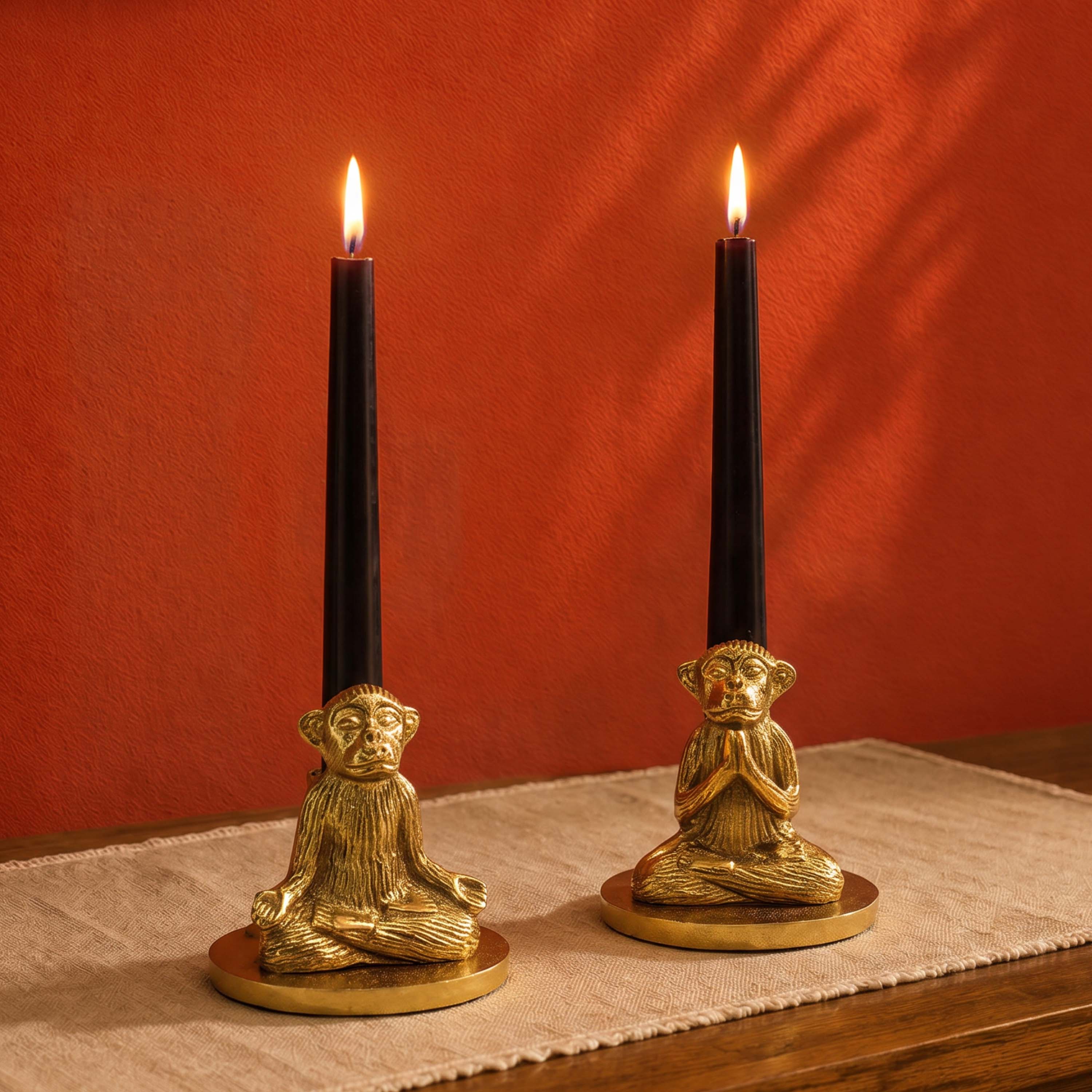 Yoga Monkey Candle Holder Set