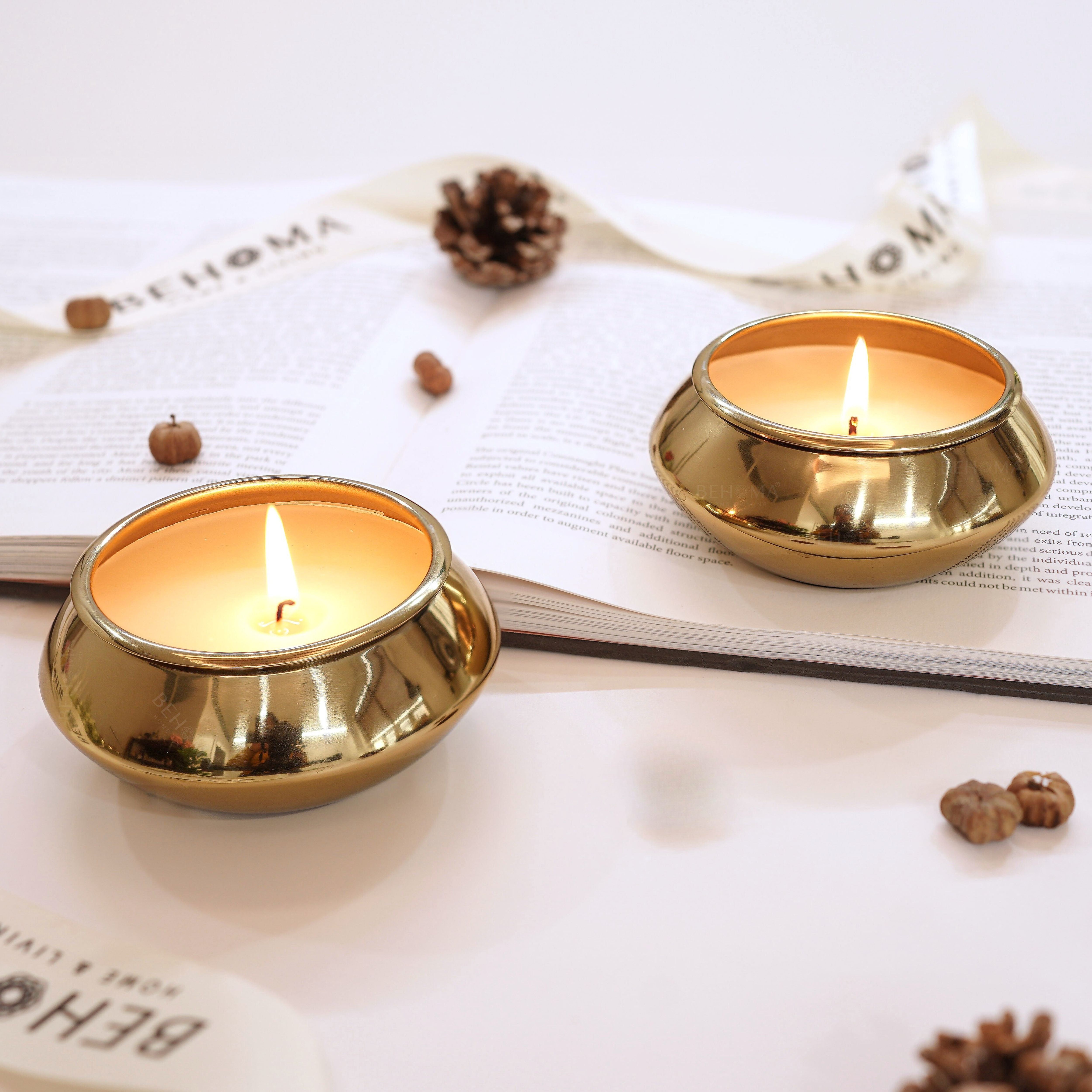 Metal Pebble Pot Scented Candle, Set