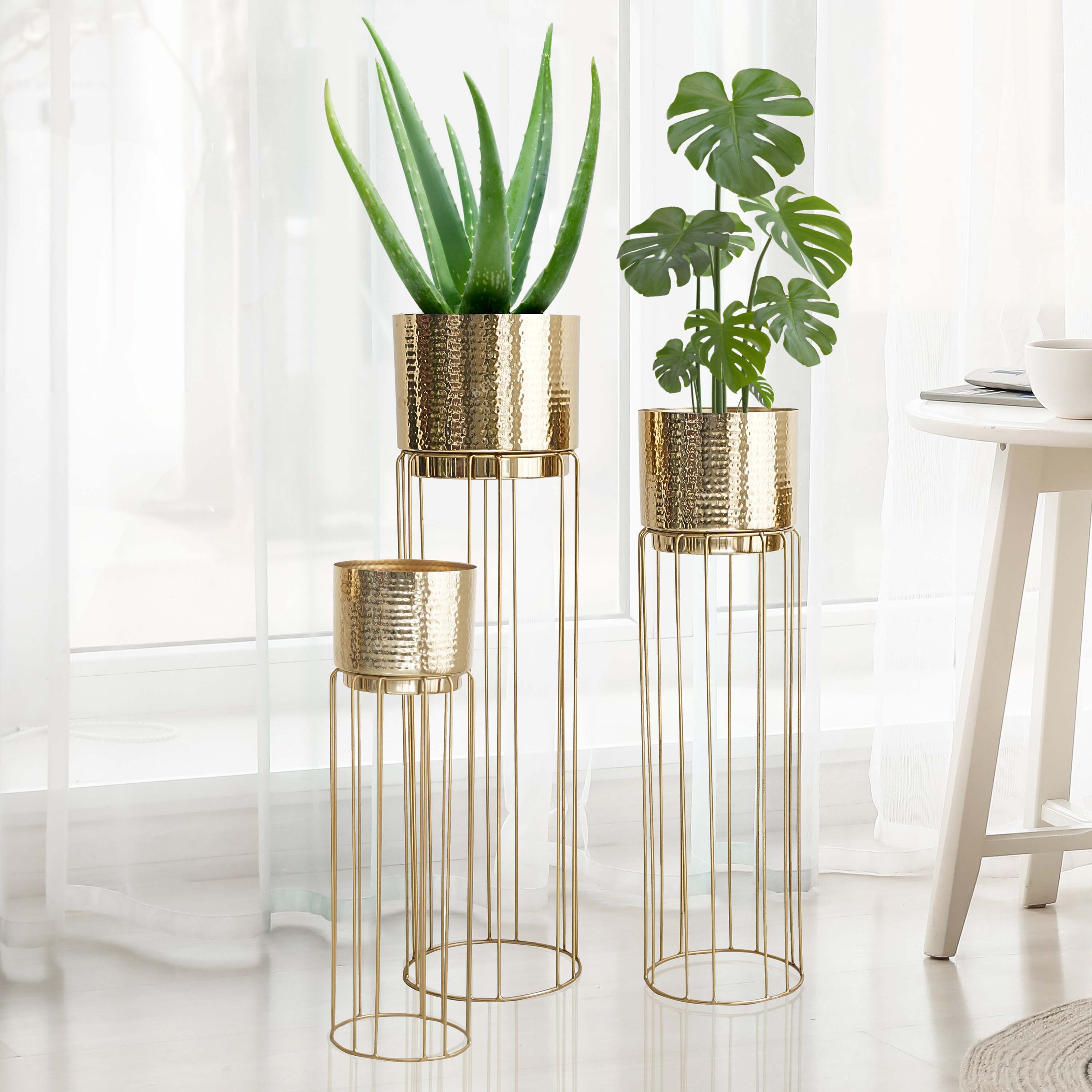 Tall Stand Metal Planter, Set (Planter Only)
