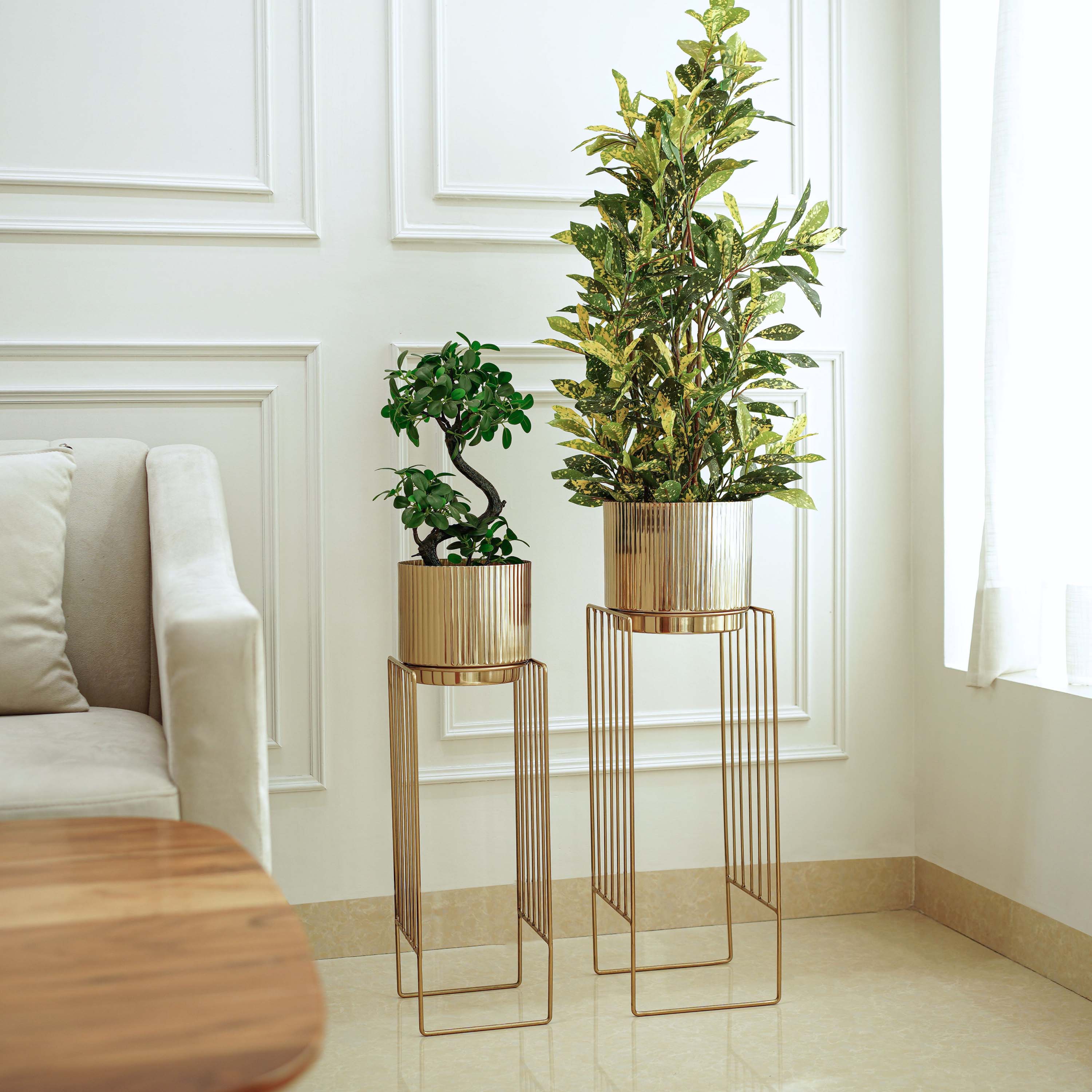Tall Stand Fluted Planter, Set (Planter Only)