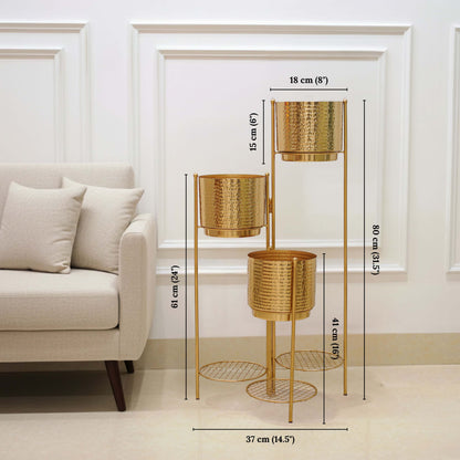 3-Tier Folding plant stand, Gold (Planter Only)