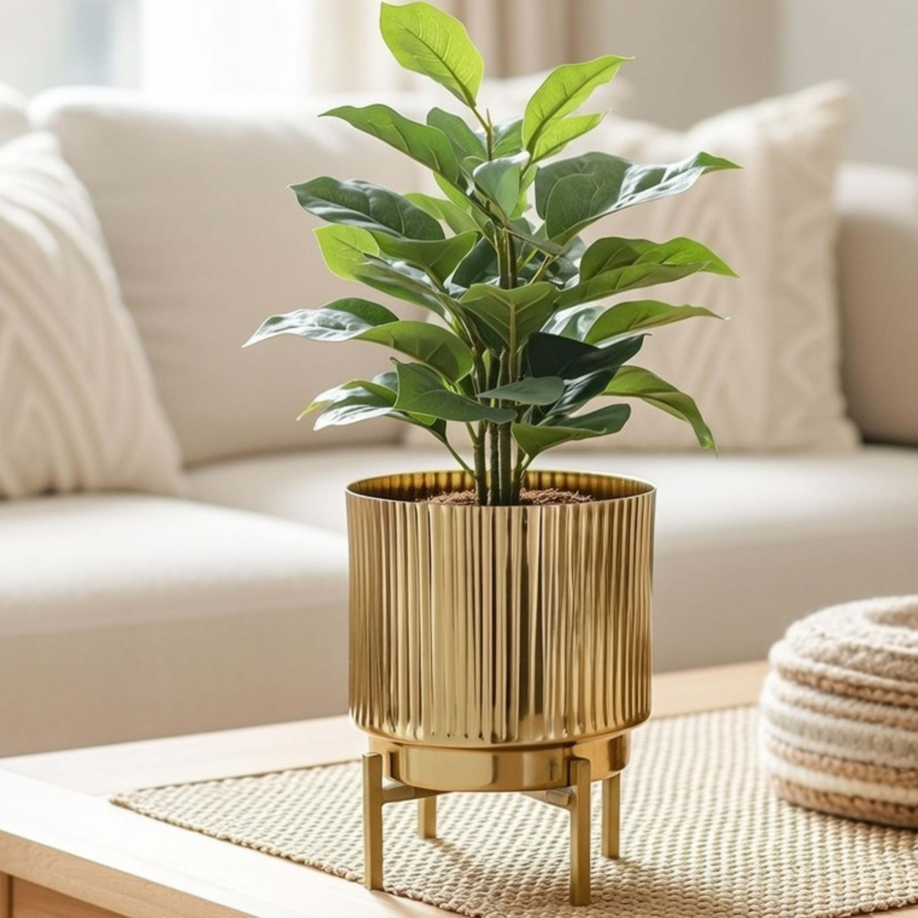 Fluted Metal Planter, Large (Planter Only)