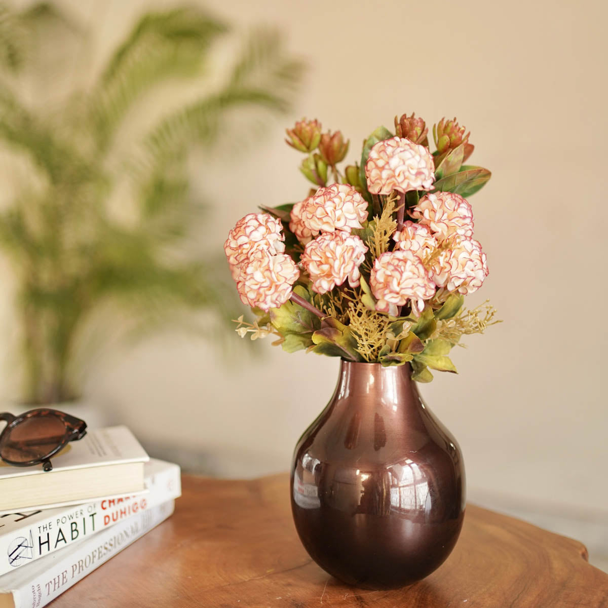 Metal bud Antique copper flower vase small