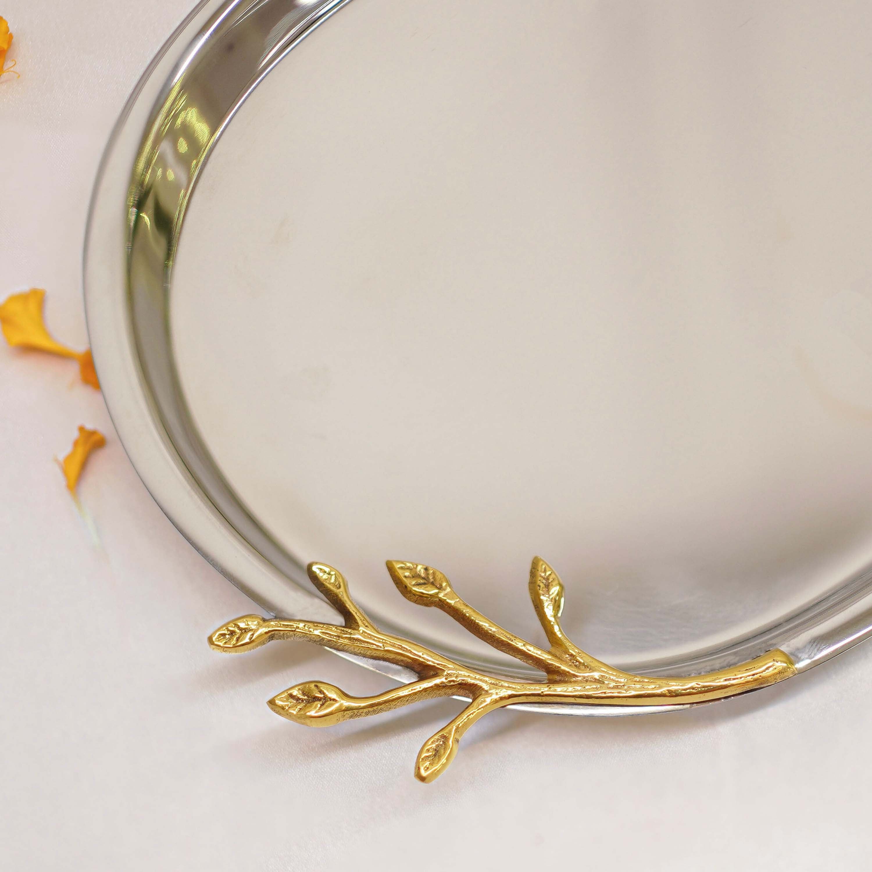 SS Tray with Brass Branch