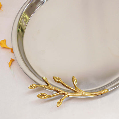 SS Tray with Brass Branch