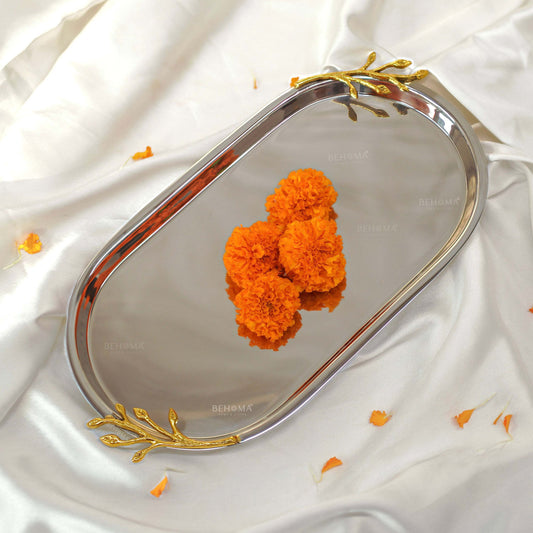 SS Tray with Brass Branch