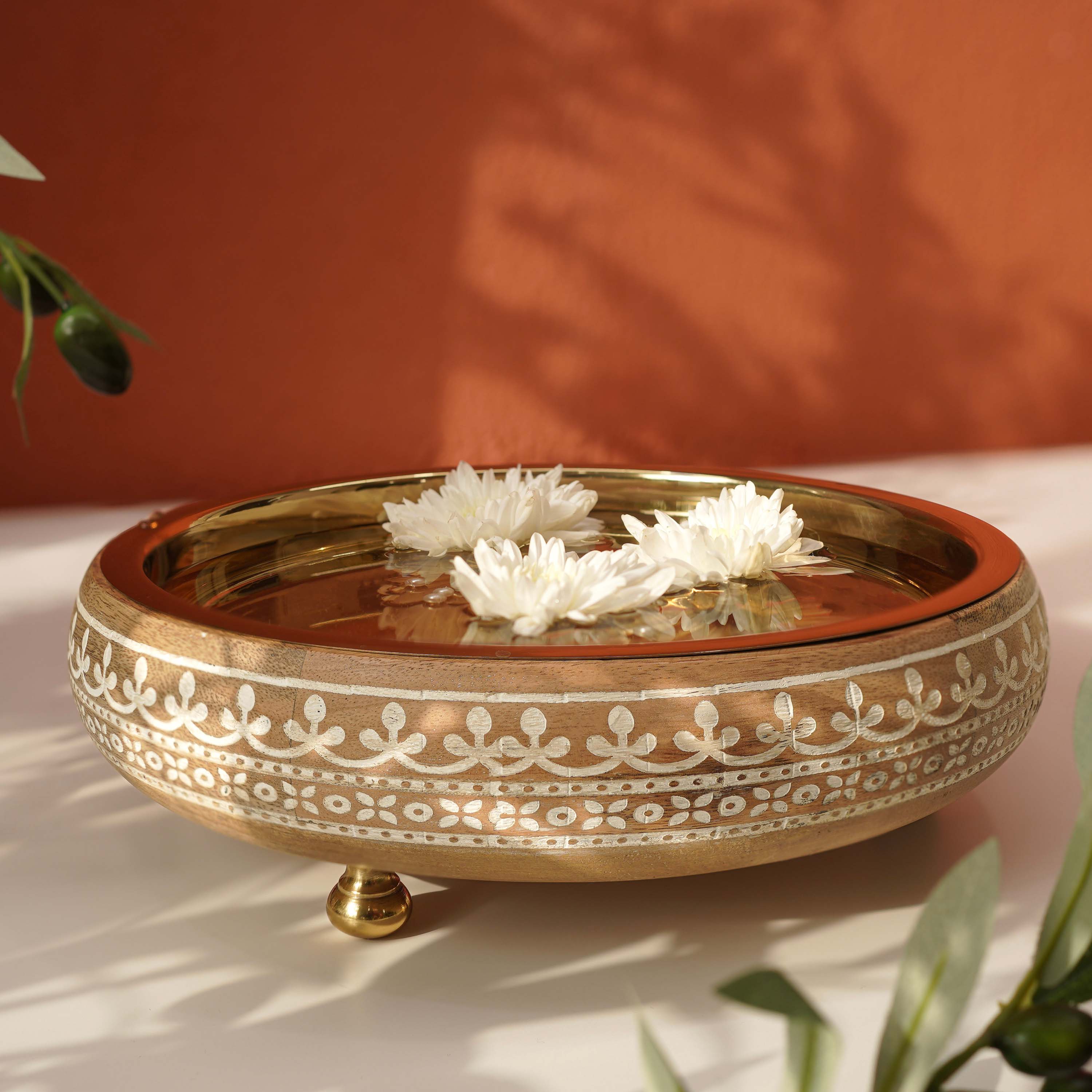Heritage Charm Urli, Wood & SS
