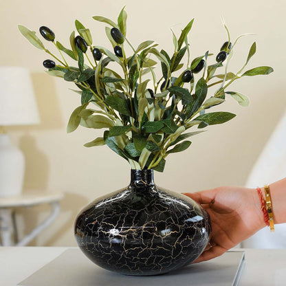Metal Flower Vase | Black Crackled