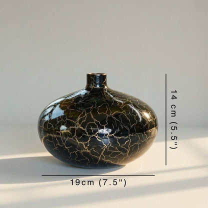 Metal Flower Vase | Black Crackled