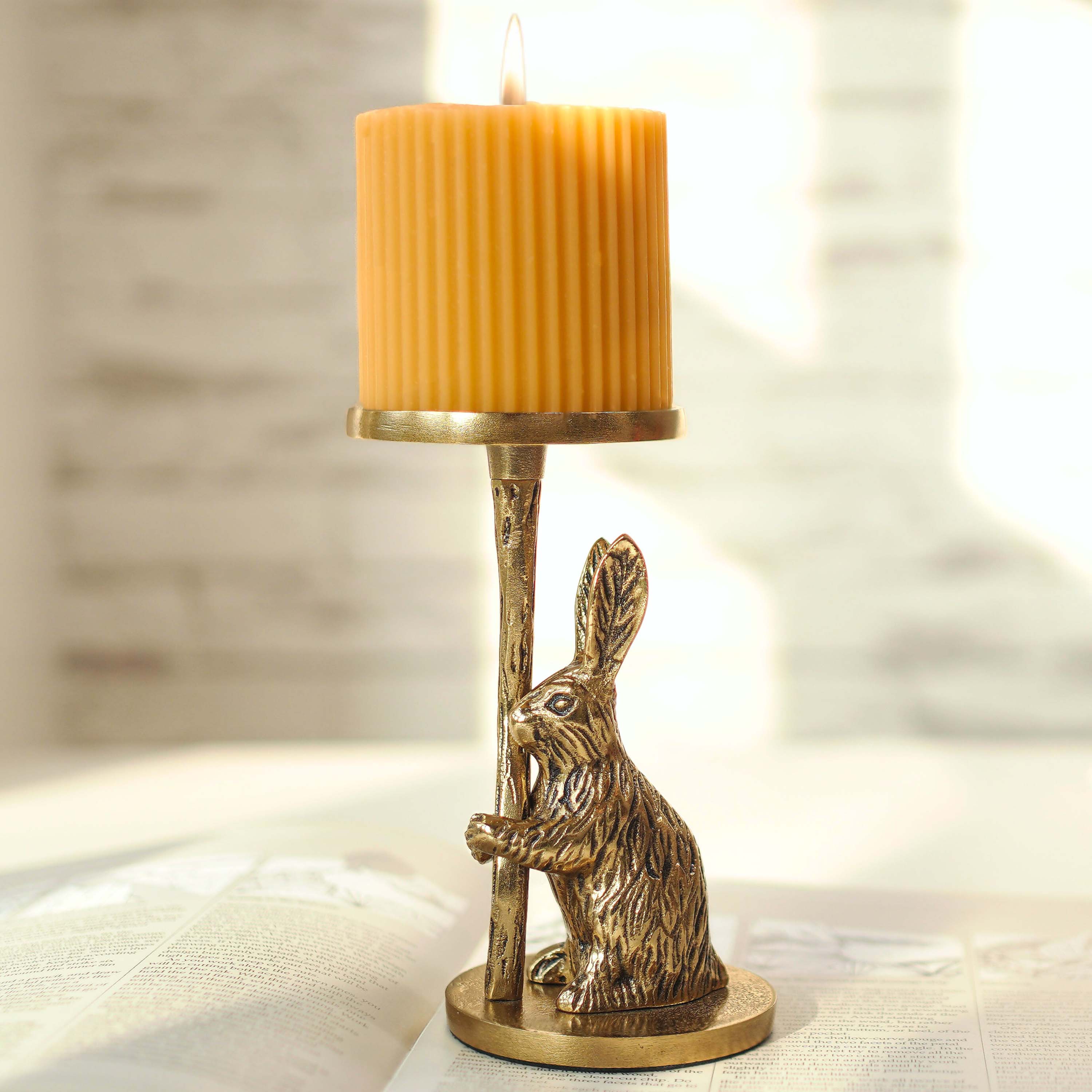 Golden Rabbit Candle Stand