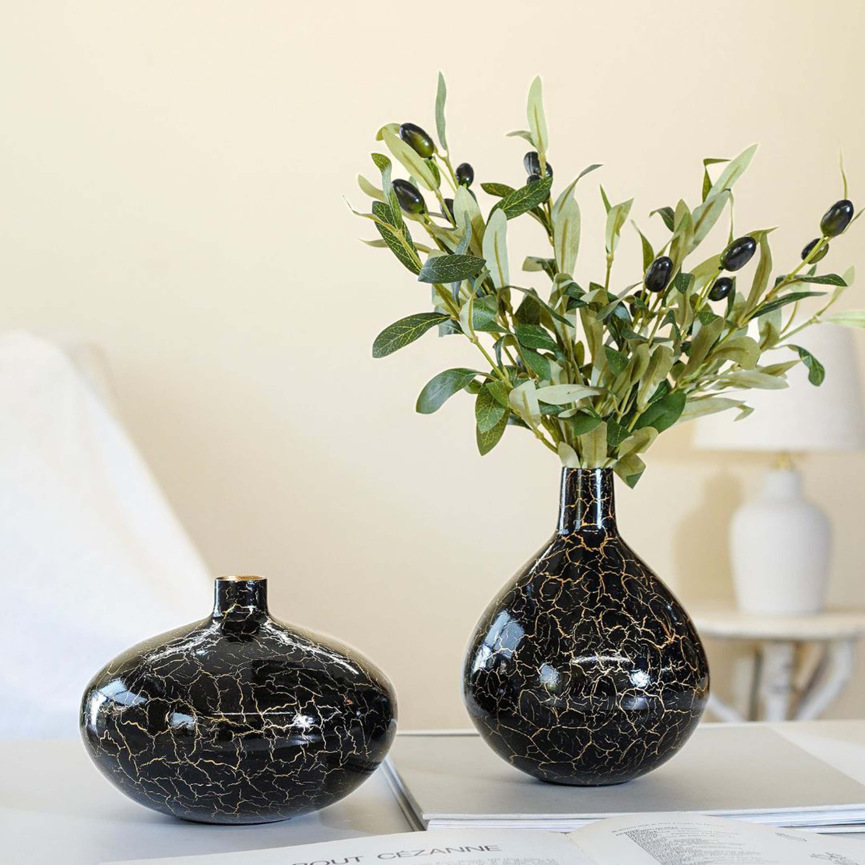 Metal Flower Vase Set of 2 | Black