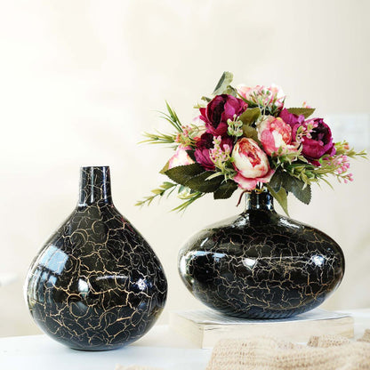 Metal Flower Vase Set of 2 | Black