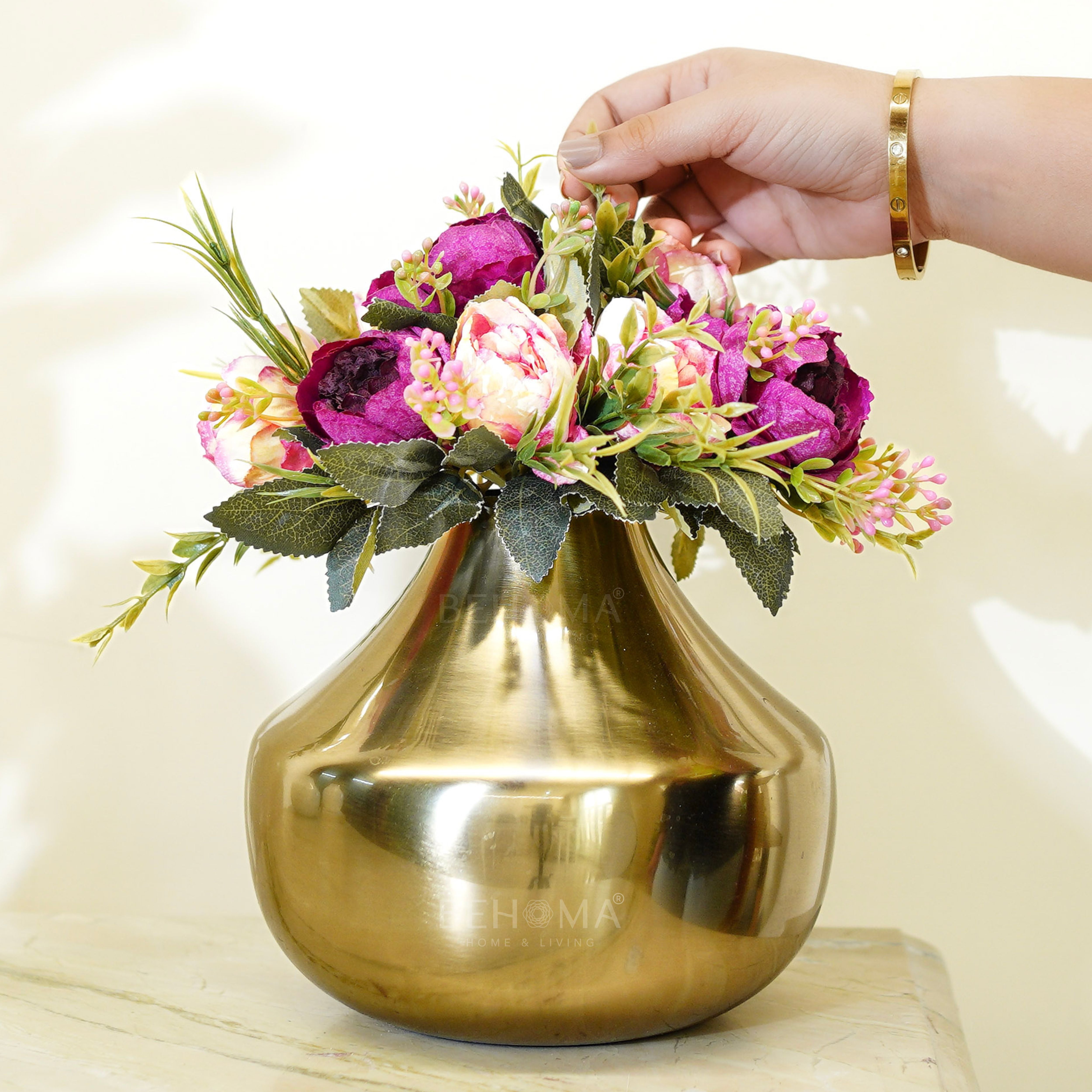Golden Metal Flower Vase