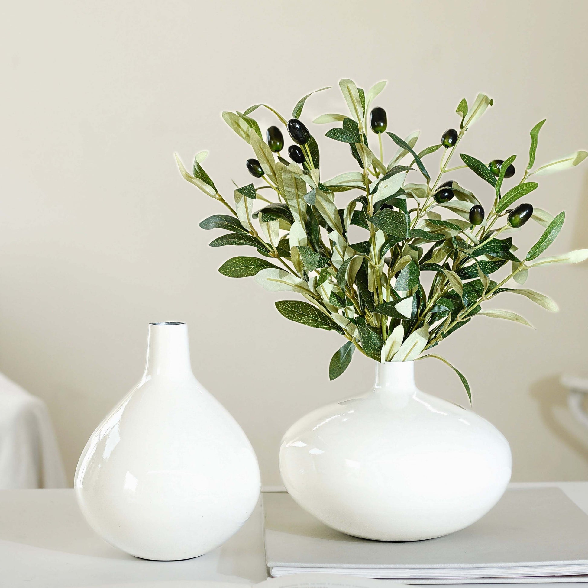 Metal Flower Vase Set | White - Behoma