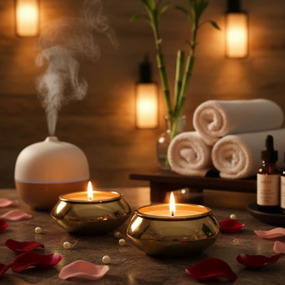 Metal Pebble Pot Scented Candle, Set